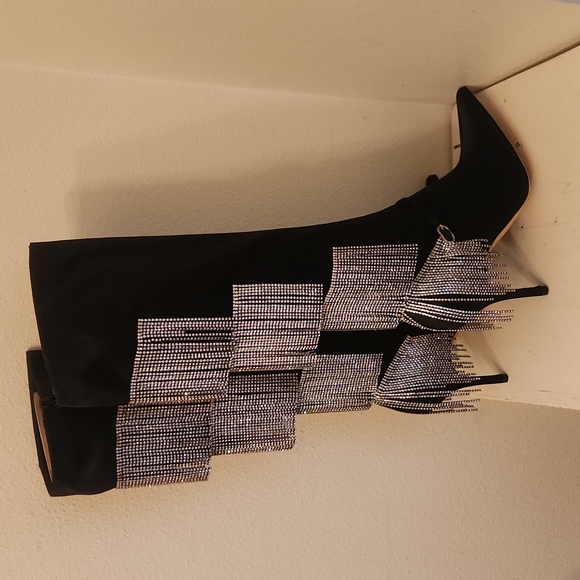 Christian Lacroix Shoes - ♤ Christian Lacroix Black Satin Chandelier Boots